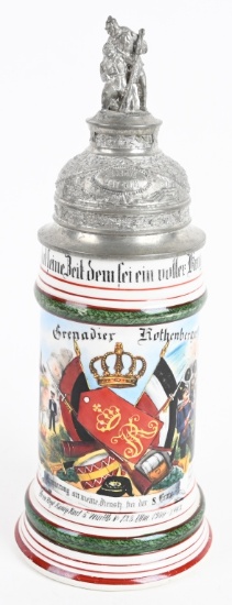 GERMAN LITHOPANE REGIMENTAL STEIN 5TH Württemberg