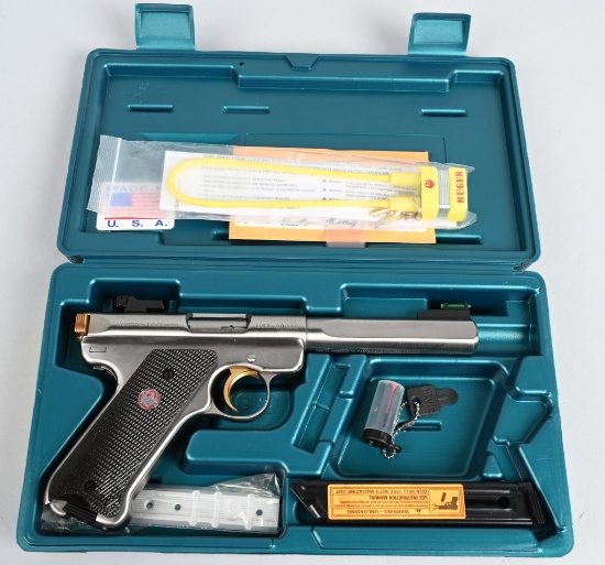 CASED RUGER MKII COMP. TARGET MODEL .22 PISTOL