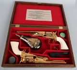 CASED PR. COLT 1861 NAVY REVOLVERS GOLD PLATED ENG