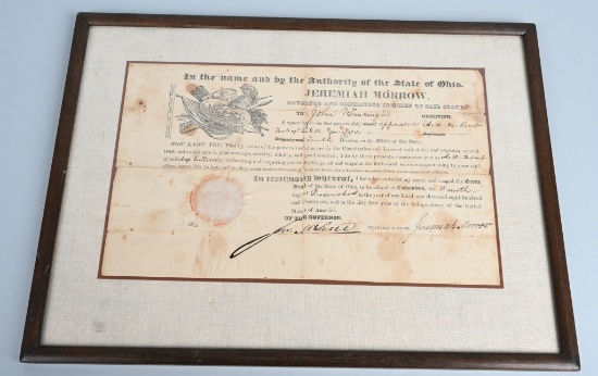 1826 OHIO MILITIA COMMISSION TO AID DE CAMP