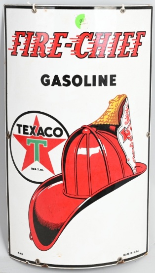 Texaco (white-T) Fire Chief Porcelain Sign (regula