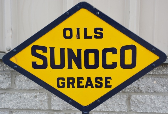 Sunoco Oils Grease Porcelain Sign