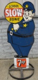 7up Policeman Slow School Zone Metal Sign