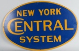 New York Central System Railroad Metal Car Sign