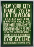 New York City Transit System Porcelain Sign