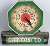 Old Lehigh Company (coal) Octagon Neon Clock