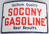 Socony Gasoline for best results porcelain sign