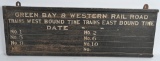 Green Bay & Western Rail Road Wood Time Board