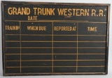 Grand Trunk Western RR Wood Time Board