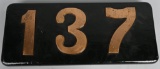 Clinchfield RR Engine #137 0-6-0 Cast Number Plate