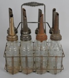 8-Socony Motor Oil Embossed Bottle Set
