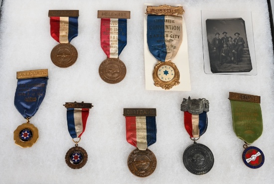 EARLY UNION DELEGATE RIBBONS & TIN TYPE PHOTO