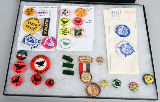 LOT OF LABOR UNION BUTTONS, AND MORE