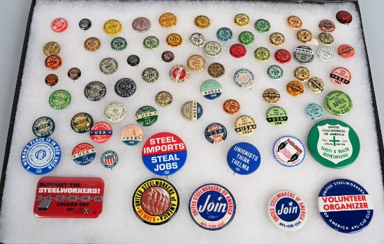 LOT OF UNITED STEEL WORKERS UNION BUTTONS