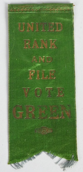 1920s WILLIAM GREEN AFL PRESIDENT ELECTION RIBBON