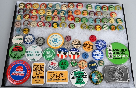 HUGE LOT OF AF of L LABOR UNION BUTTONS