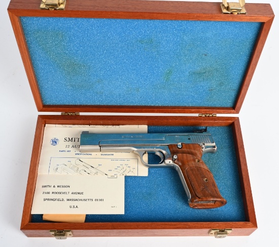 CASED NICKEL S&W MODEL 41 SEMI AUTO PISTOL