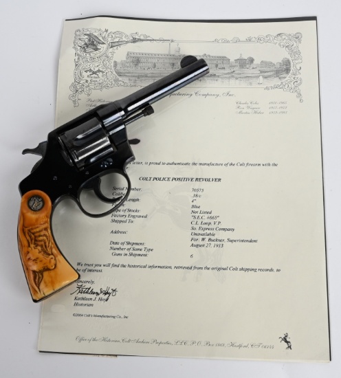 PRE WAR COLT POLICE POSITIVE W/ CARVED STEER HEAD