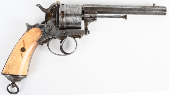 LARGE ENGRAVED LEFAUCHEAUX BELGIUM REVOLVER