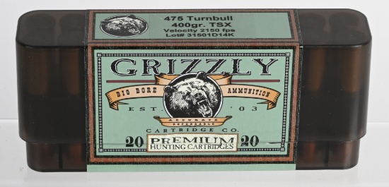 FULL BOX 20 GRIZZLY .475 TURNBULL AMMUNITION