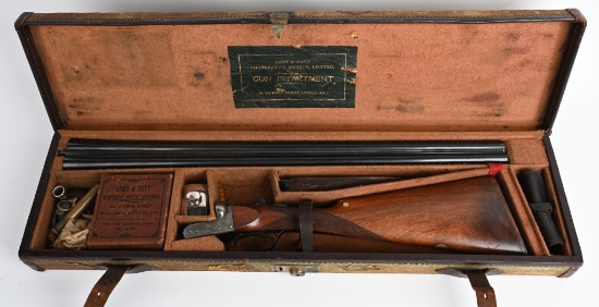 ENGLISH ARMY NAVY C.S.L. 12 BORE DOUBLE WITH CASE
