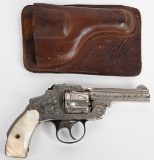 ENGRAVED S&W .38 SAFETY HAMMERLESS REVOLVER