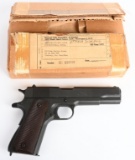 MINT WW2 ITHACA 1911-A1 .45 ACP, PISTOL IN BOX