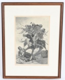 LARGE FRAMED VINTAGE FREDERICK REMINGTON ENGRAVING