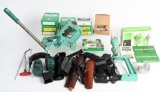 BOX RCBS RELOADING EQUIPMENT, HOLSTERS, + MORE