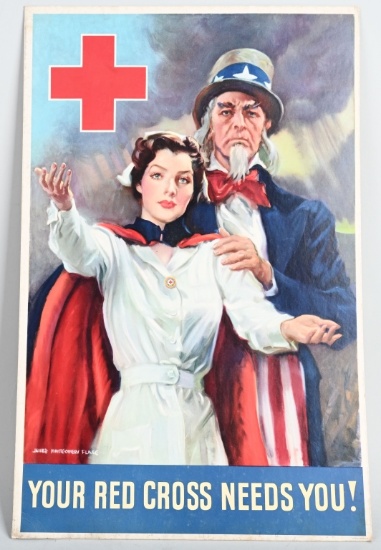 WWII US JOIN RED CROSS & UNCLE SAM POSTER