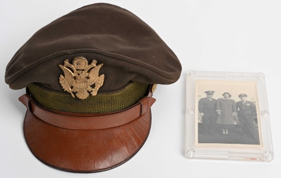 WWII US ARMY AIR CORPS CRUSHER CAP & PHOTO