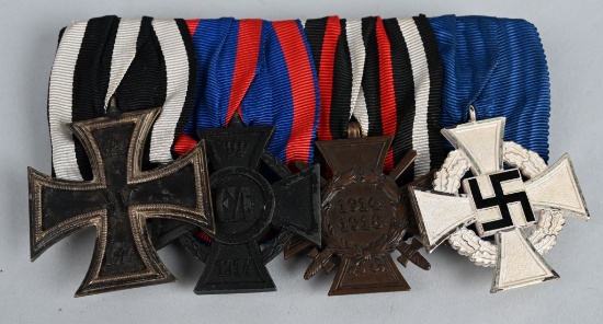 WW1 & WWII FOUR PLACE MEDAL BAR EKII 25 LONG SERV