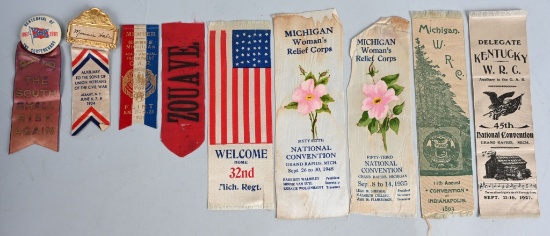 CIVIL WAR GAR WRC MICHIGAN RIBBONS 32nd REGT. INF