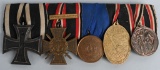 WW1 IMPERIAL GERMAN NAVY 5 PLACE MEDAL BAR WWI