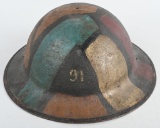 WWI US 91st INFANTRY DIVISION HELMET CAMOUFLAGED
