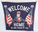 WWII US PATRIOTIC BANNER W/ UNCLE SAM