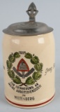 WWII NAZI GERMAN RAD LIDDED BEER STEIN 1935 DATED