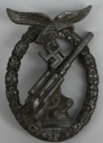 WWII NAZI GERMAN FLAK ARTILLERY WAR BADGE BY W.H.