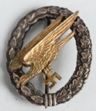 WWII NAZI LUFTWAFFE PARATROOPER BADGE BY W. DEUMER