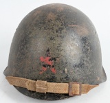 WWII SOVIET RUSSIAN BLACK PAINTED HELMET W/ STAR