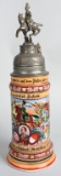 IMPERIAL GERMAN LIDDED BEER STEIN 24TH DRAGOONS