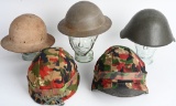 LOT OF 5 COMBAT HELMETS GERMAN BRITISH SWISS