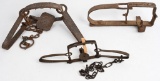 3- ANTIQUE HAND FORGED ANIMAL TRAPS