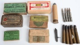 LARGE LOT OF ANTIQUE AMMO, BOXES, ETC