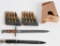 WWII NAZI GERMAN 8mm AMMO + 2 MINIATURE BAYONETS