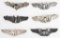 WWII US AIR CORPS AERIAL GUNNER WING LOT OF 6 WW2
