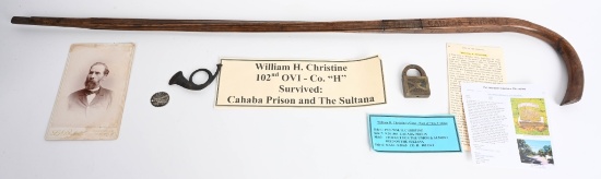 CIVIL WAR USS SULTANA SURVIVOR CARVED WALKING CANE