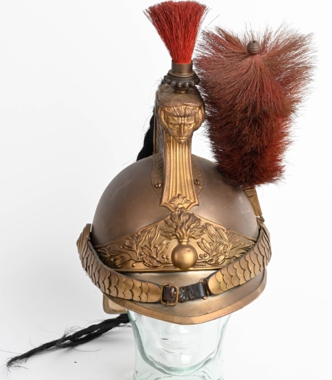 EARLY FRENCH HORSE HAIR & PLUME CUIRASSIER HELMET