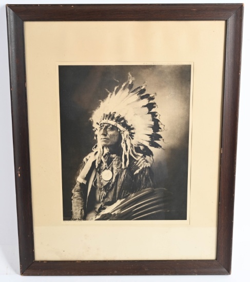 CHIEF STANDS AND LOOKS BACK W/ PEACE MEDAL PHOTO