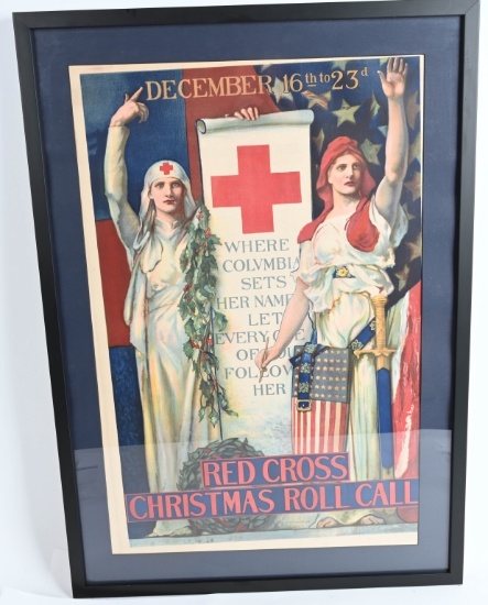 WORLD WAR ONE RED CROSS ROLL CALL POSTER WW1